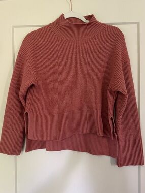 H&M Rose Dusty Rose Turtleneck Layered Hem Sweater